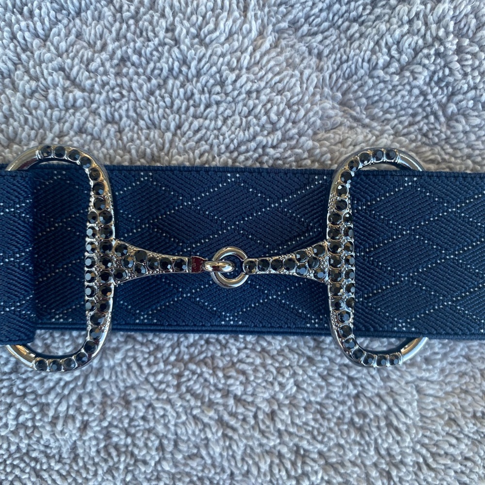 1.5” Navy Sparkle Equestrian horse Snaffle Bit Belt Elastic One Size …